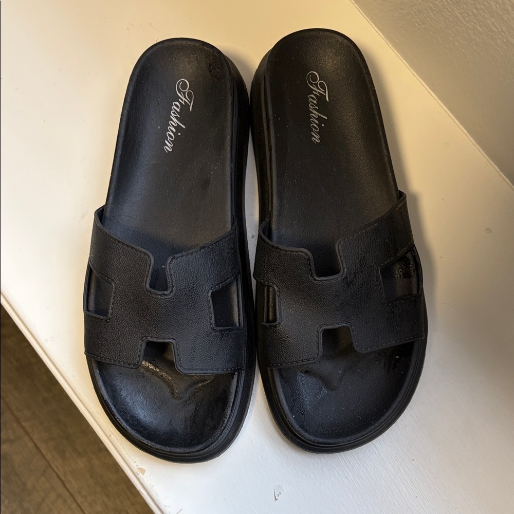 Black Slide Sandals